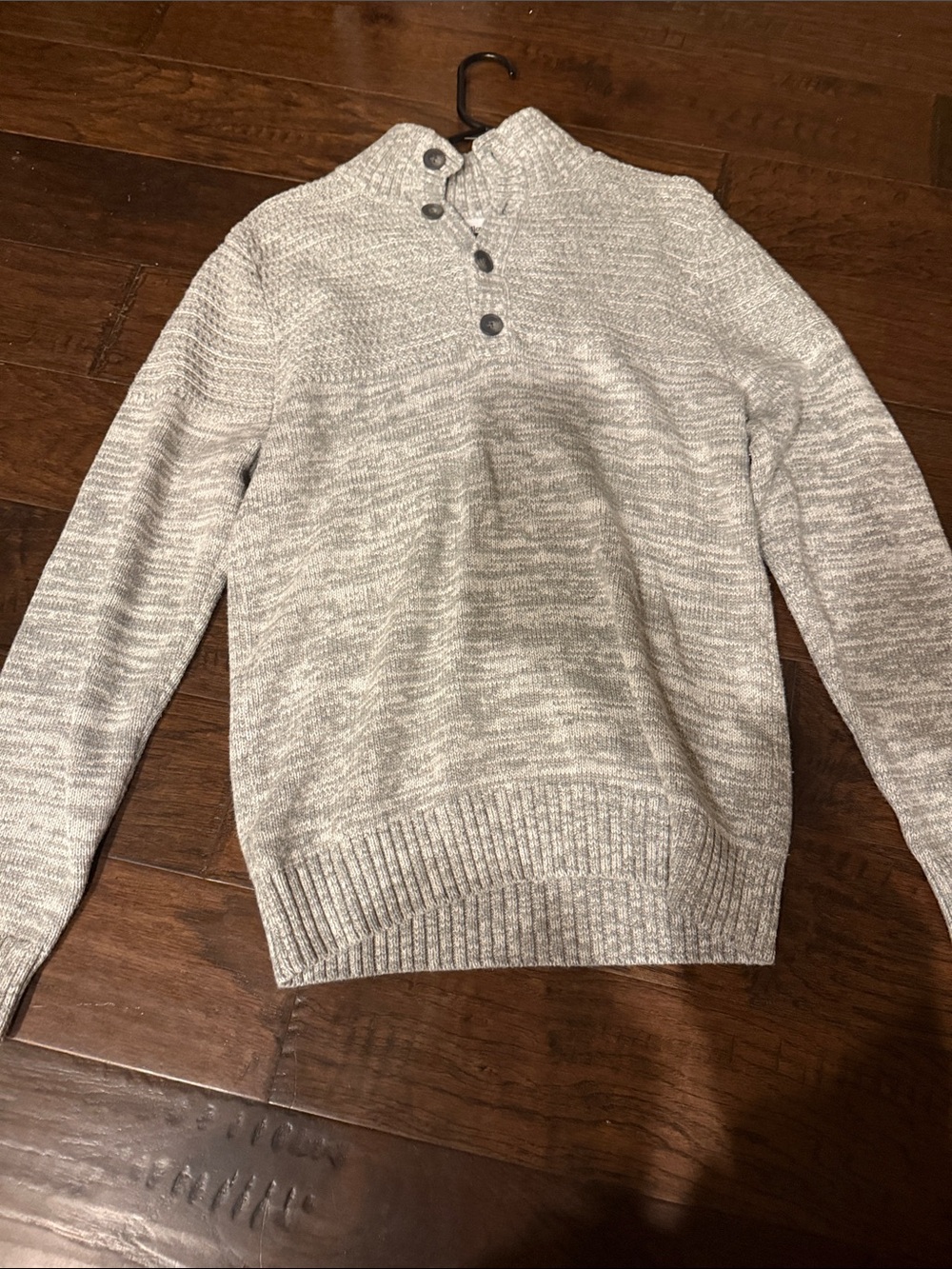 Goodfellow & Co Light Gray Ribbed Button-Neck Sweater